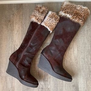 RARE Donald J.Pliner vintage suede wedge boots